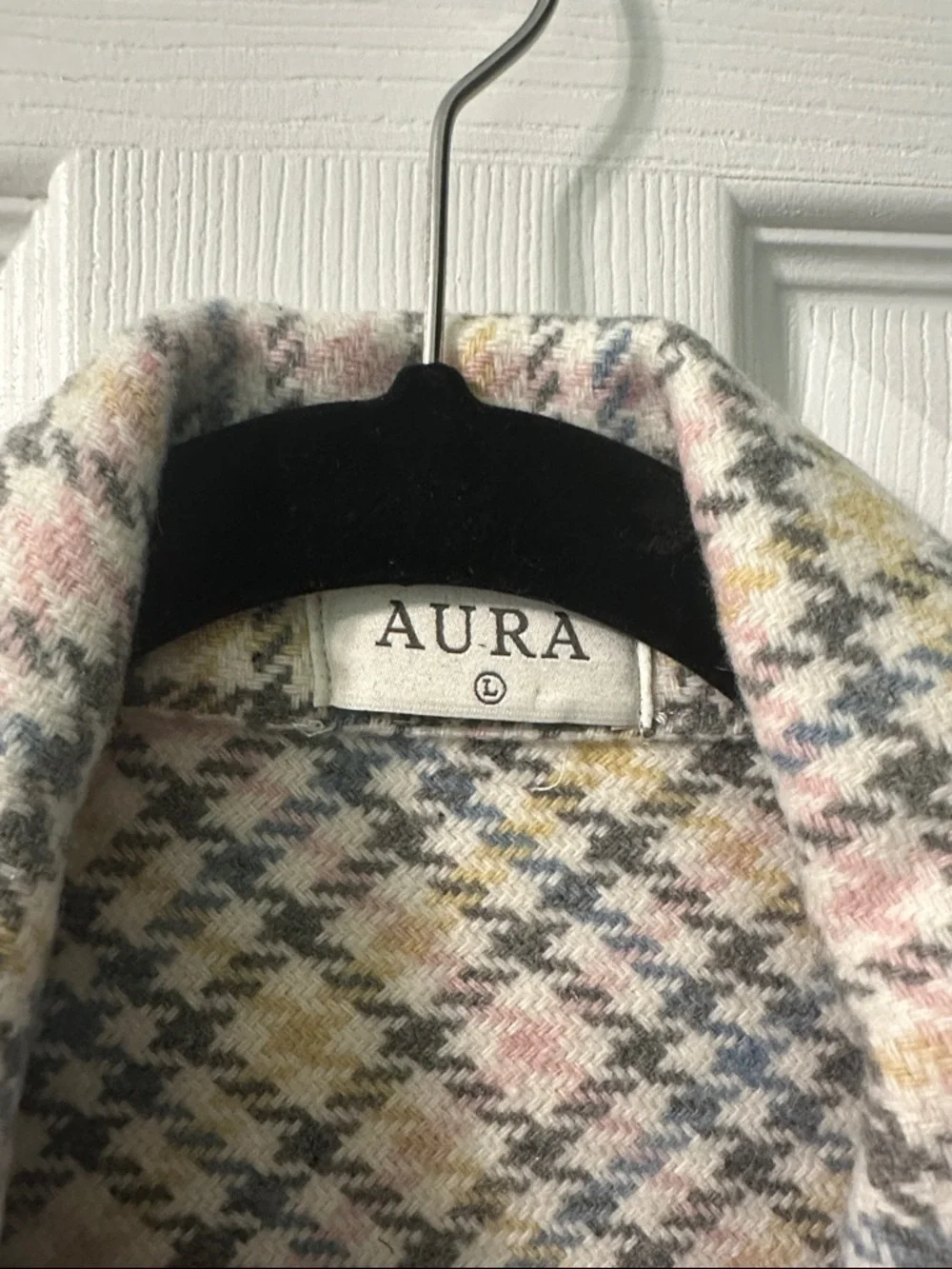 Pastel Plaid Shacket - Pink, Blue & Cream - Picture 2 of 6